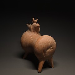 CIRCA NEAR EASTERN AMLASH ERA TERRACOTTA RHYTON VESSEL OF AN ANIMAL.