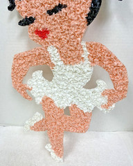 Vintage Melted Plastic Popcorn Girl Ponytail Ballerina Tutu Figural Decoration
