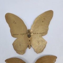 Pair Homco Butterflies T7040 & T7041 Plastic Gold Painted Made In USA 1971
