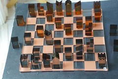 Minimalistic Brown & Black Crystal Chess Set | Architectural Design Chess Set