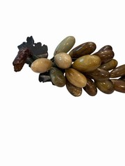 Green Brown Jade Grape Cluster Jade Stone Leaves MCM Decor Mid Century Art Deco