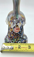 Murano Millefiori Glass Bell Italy Hand Blown Art Glass Original Label VTG