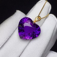Natural Amethyst Quartz Purple Uruguay heart shape necklaces 18K