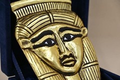 Gold Leaf Egyptian Goddess Hathor Ancient Egyptian Face and Solid Stone Figurine