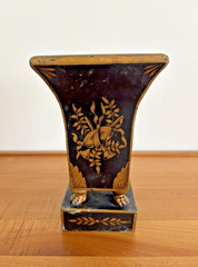 Vintage French Neoclassic Directories Style Toleware / Vase / Flared Cachepot