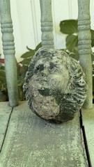 Vtg Concrete HEAD Salvaged Cement Garden STATUE Old Weathered Gothic-Child Bust!