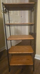 LONGABERGER WROUGHT IRON 5 TIER STAND SHELF w/ 5 WOOD SHELVES (BEAUTIFUL COND)