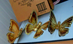 Set 3 vintage Home Interiors brass bronze tone metal butterflies wall decor OBOX
