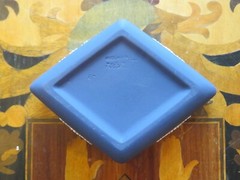 Wedgwood Portland Blue Jasper Ware Card Suit Diamonds Cupid Asleep Trinket Box