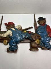 Vintage 1971 Sexton Wall Art Hanging #792 Man Shooting Pool Cast Metal – 21″ USA