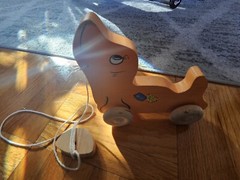 Vintage Country Cupboard Crafts Wooden Pull Toy Seal CUTE Hand Painted Good Cond