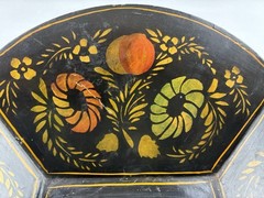 Vintage Metal Stenciled Tole Painted Bread Bowl 11″ x 11″ x 3″ High ~ Colorful