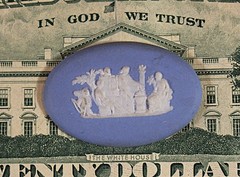 Small Vintage Signed Oval Neoclassical Wedgwood Blue& White Medallion Dated 1960