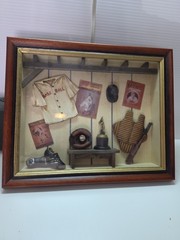 Baseball 3D Shadow Box Miniatures in Resin Wood Frame Sports Wall Hanging