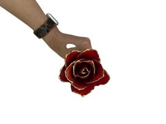 24K Gold Dipped Red Forever Rose Preserved Flower w/ Original Box Romantic