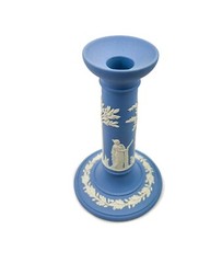 Vintage Wedgwood Blue & White Jasperware Candlestick Neoclassical Style England