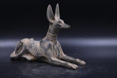 ANCIENT EGYPTIAN ANTIQUITIES UNIQUE EGYPTIAN STATUE ANUBIS GOD FUNERARY RITES