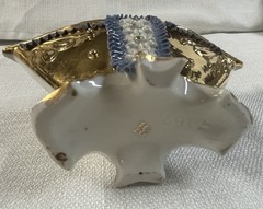 VTG Ceramic Basket Gold Trim Handle Flowers “A Present from Portrush” Ireland