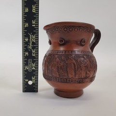 Vintage Greek Souvenir Pottery Set 4 Terracotta Relief Bowls Pitcher Jar Greece