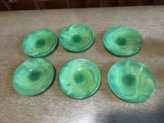 1944 J. Pressman Co. Chiquita Jade Gr Akro Agate “Tea for Six” Fingerloop