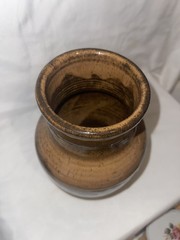 Vintage Studio Pottery 8 Inch Brown Drip Glaze Vase Signed Artist Miller