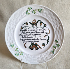 Belleek Irish Fine Parian China Marriage Blessing Plate Ireland 9″ NEW WITH TAG