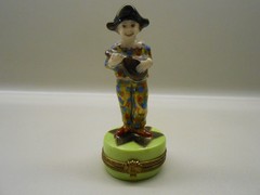 Authentic Limoges Box – France – Italian Medieval Harlequin Musician Minstrel