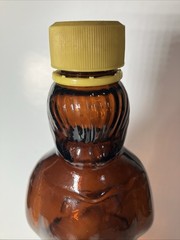 MRS BUTTERWORTH’S Amber 24 oz GLASS SYRUP BOTTLE Plastic LID VINTAGE 10”