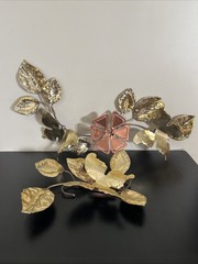 2 Vtg Homco Metal Brass Copper Gold Tone Flower Leaves Butterflies Wall Art