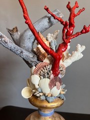 Vintage Italian Baroque Grotto Style Giltwood Faux Red Coral & Driftwood Article
