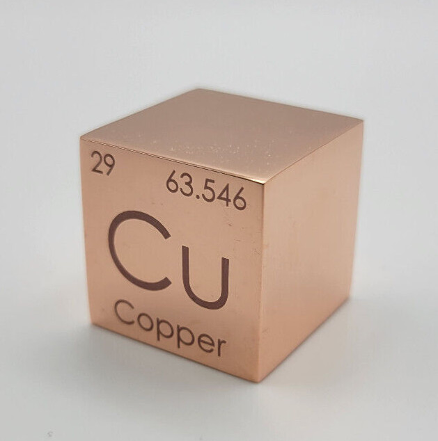 Copper (Cu) Element Cube 99.99% Pure 1″x1″x1″ Polished Free Shipping-MADE IN USA