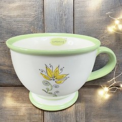 Starbucks Nurturing White Green Floral 10oz Coffee Cup Mug Set 2 Mugs Cups VTG