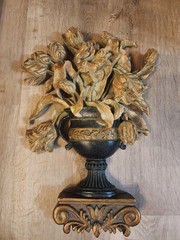 2 Italian Floral Urn Wall Swag Hanging Wall Plaque