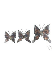 3 Vintage Home Interior Metal Brass Copper Tin Butterflies Wall Decor
