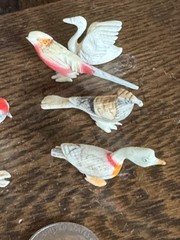 VTG Tiny Miniature Bird Figurines Japan 7 Carved Painted Celluloid Hard Plastic