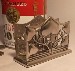 HEARTS & VINE vtg silver chrome desk letter holder stamp rack stand art nouveau
