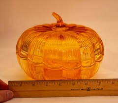 Marquis By Waterford Crystal 8″ Orange Pumpkin Candy Dish/Bowl Made In Germany