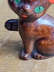 Small Mini Vintage Ceramic Cat Kitten Miniature Brown Orange Ears 2” Unbranded