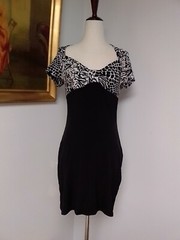 Dress Junior Size M Medium Black White Pattern Top Bow Front Mixxology