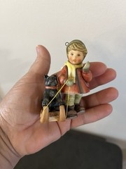 Vtg 2000 Hummel Goebel Sleigh Ride For Pup Christmas Ornament Figurine EXCELLENT