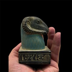Ancient Egyptian Khnum Ram God Handmade Stone Statue Mythology Collectible