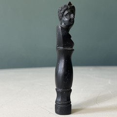 Antique Grand Tour Black Carved Lava Neoclassical Bust Figural Seal 19th C Italy