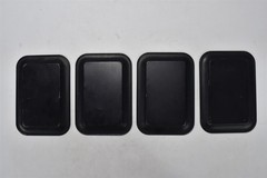 Vintage SET 4 FOLK ART TOLE WARE TIP SNACK TRAYS BLACK METAL BIRD DESIGN #08687