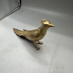 Rare Antique Vintage Metal Pheasant Bird Salt Pepper Shaker Patina Gold Tone USA