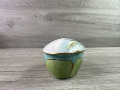 Unbranded Oval Porcelain Glass Trinket Dish Greens Blues 4″