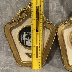 Vtg LIMOGES CAMEO 2 Greco Roman Florentine Gold Frame SUNGOTT ART STUDIOS France