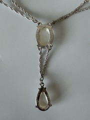 Vintage Silver Noav rhinestone station Y Necklace 18″