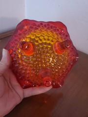 Vintage Amberina Hobnail Footed Dish Bowl