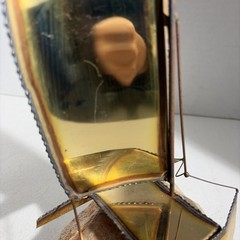 Vintage Mid Century Modern Brutalist Brass Trimaran Pontoon Sailboat Sculpture