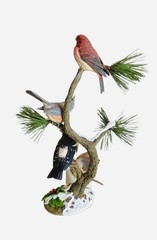 Vintage Danbury Mint National Geographic WINTER QUARTET Bird Figurine Statue 16″
